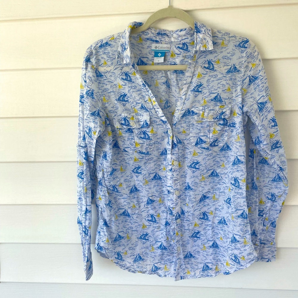 Columbia PFG Sailboat Long Sleeve Button Down